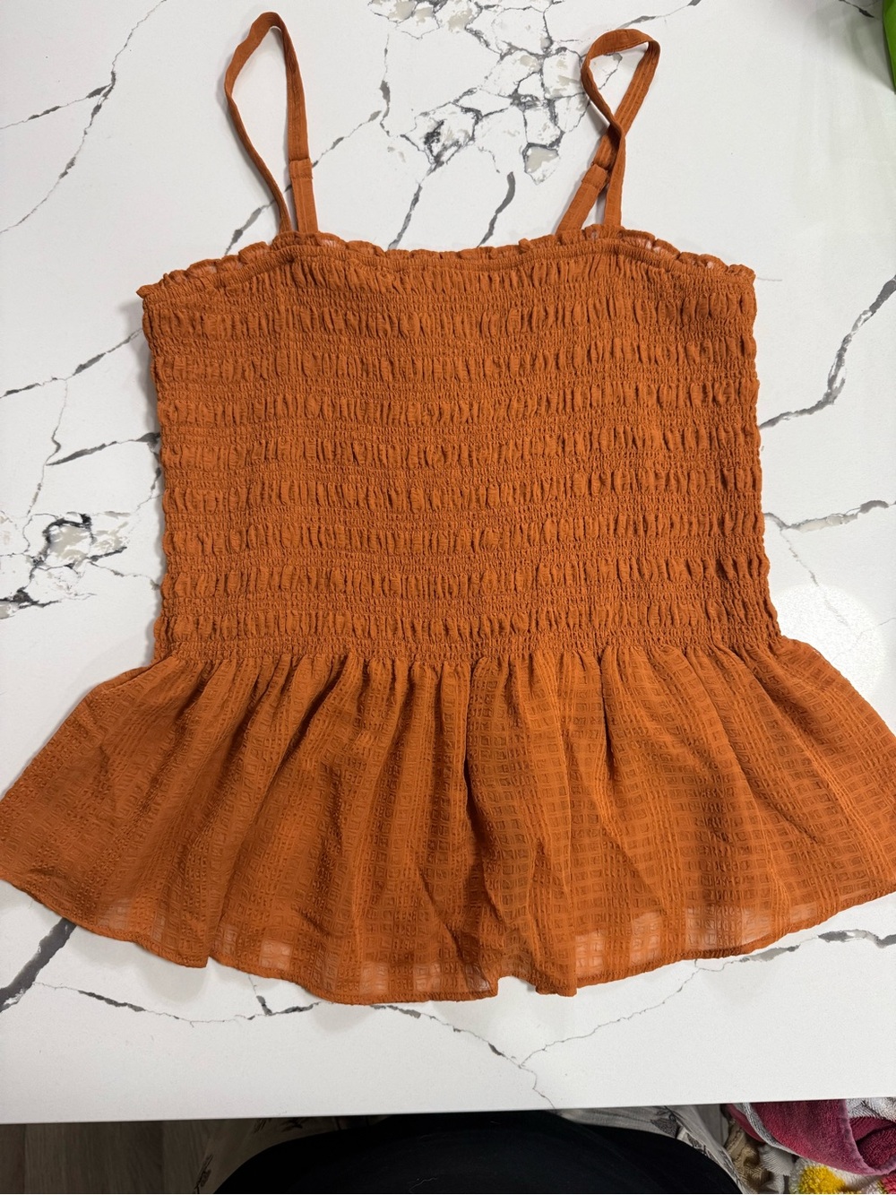 Torrid Women’s Rust Orange Smocked Peplum Cami Top size 1